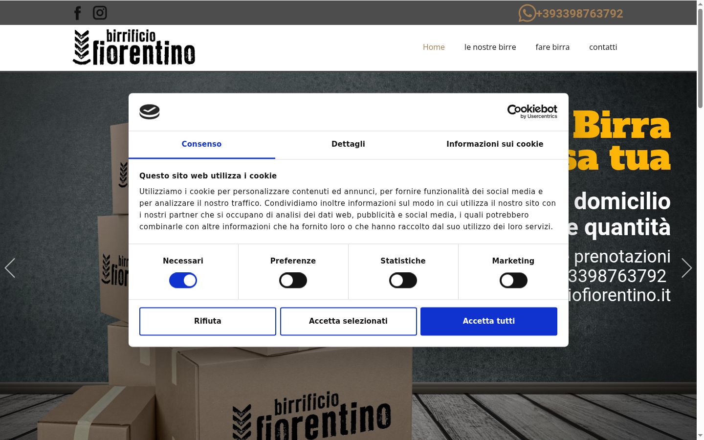 Captura de pantalla del banner de consentimiento mostrado antes de cualquier interacción