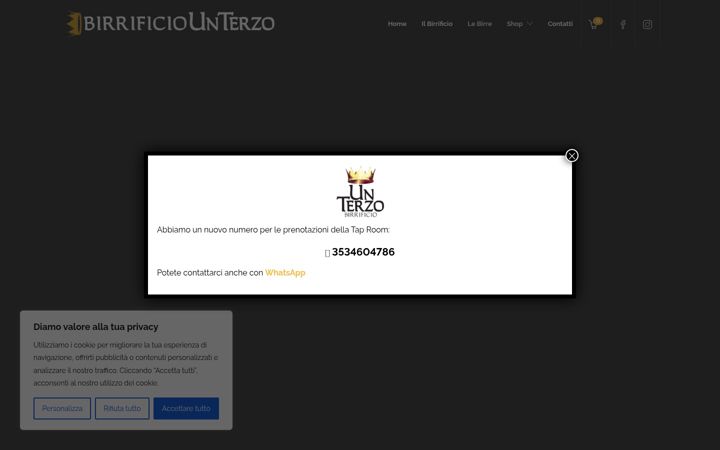 Screenshot stránky birrificiounterzo.it