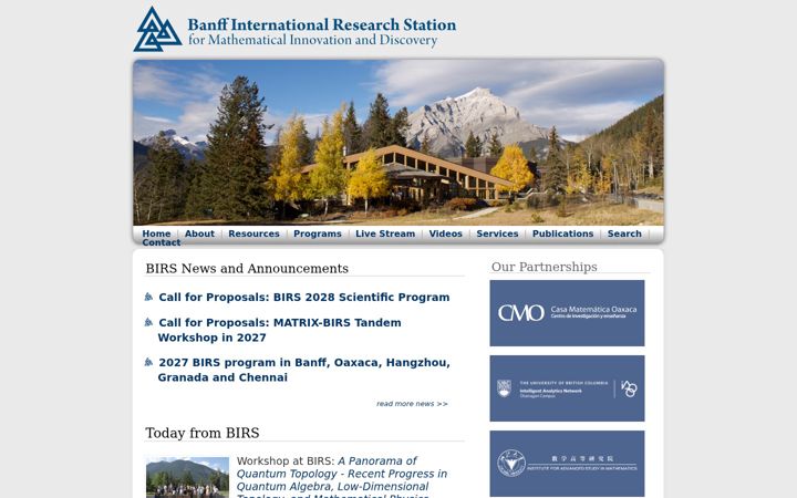 Screenshot of birs.ca
