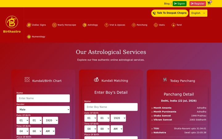 Screenshot of birthastro.com