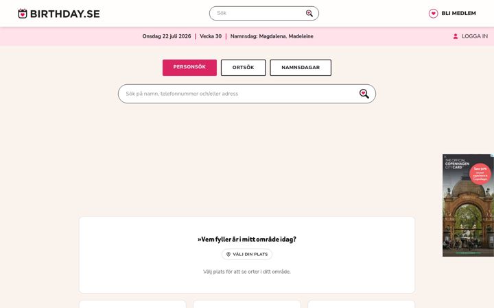 Screenshot of birthday.se