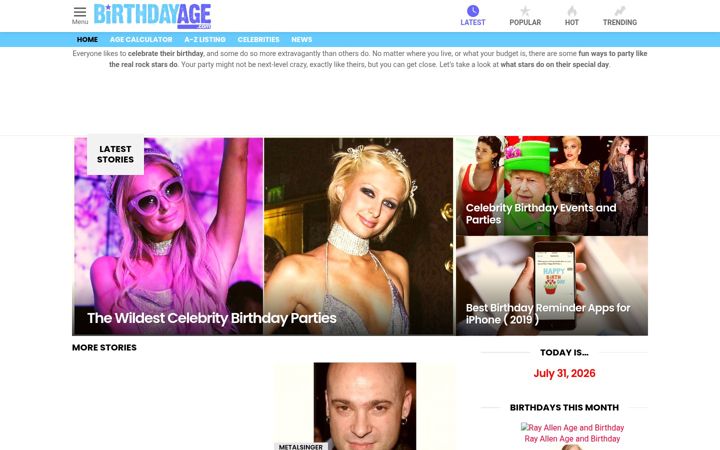 Screenshot von birthdayage.com