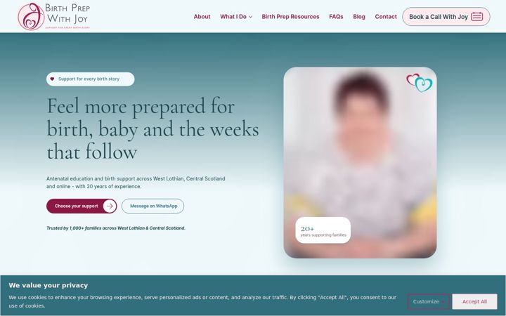 Screenshot of birthprepwithjoy.com