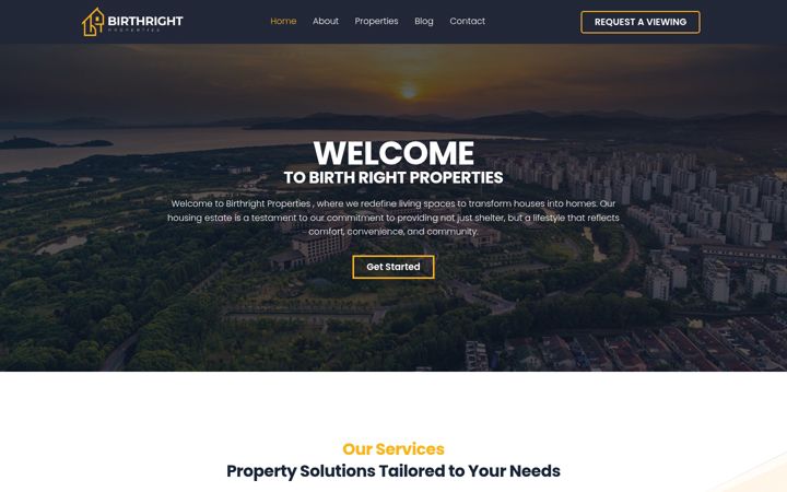 Screenshot stránky birthrightproperties.ng