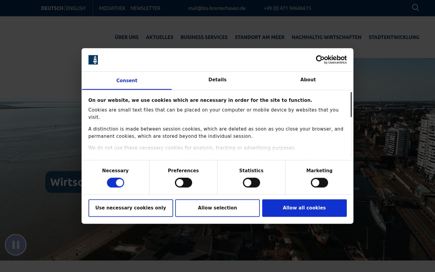 Screenshot of the consent banner shown before any interaction