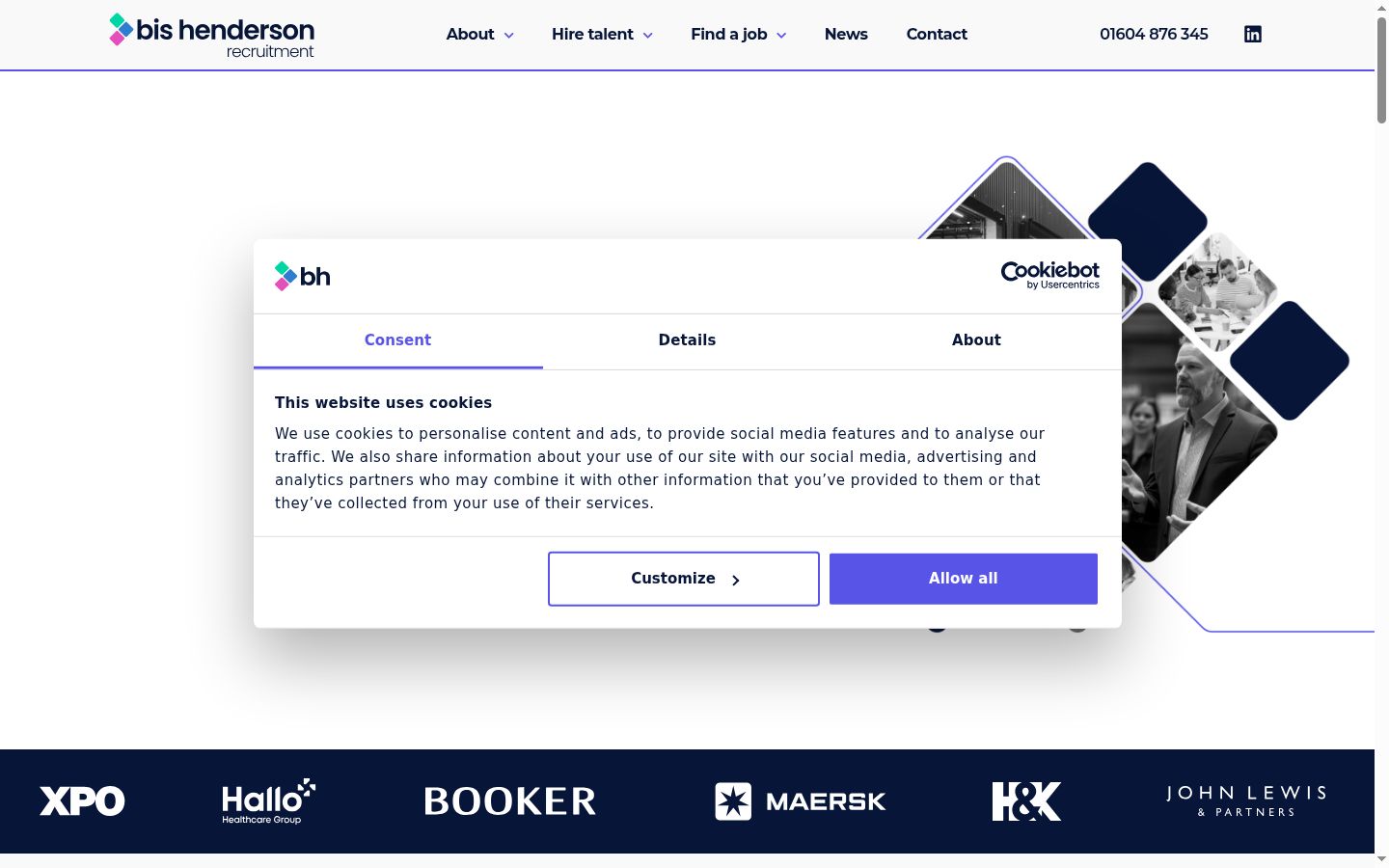 Screenshot of the consent banner shown before any interaction