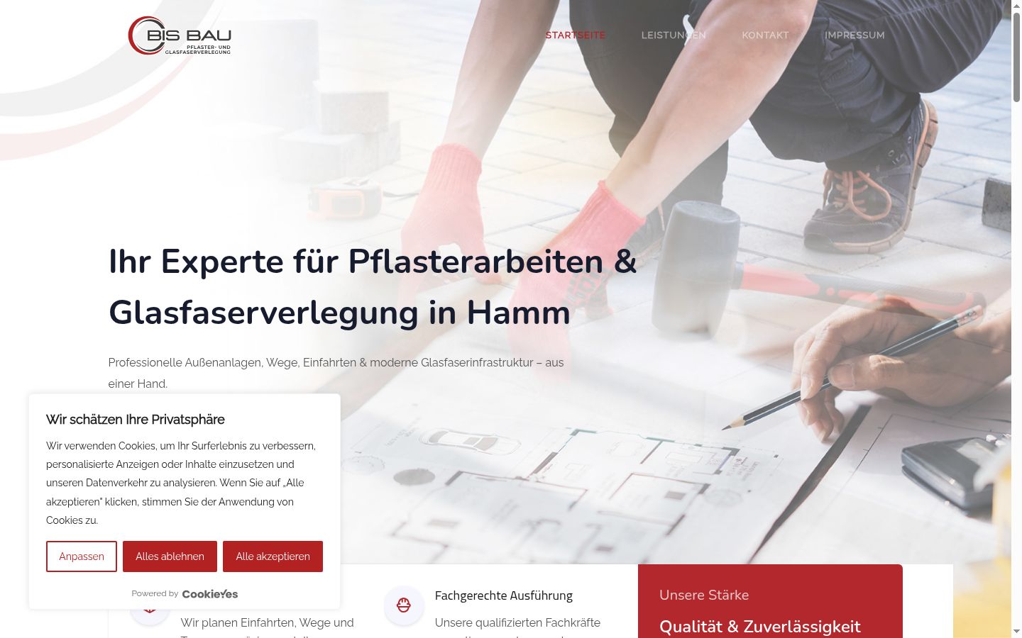 Screenshot des Einwilligungsbanners vor jeglicher Interaktion