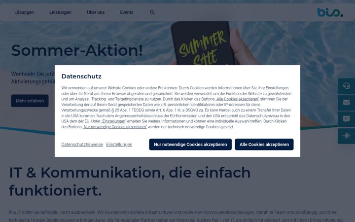 Screenshot van bis-telefonsysteme.de