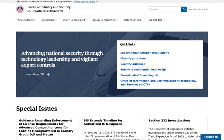 Screenshot ta' bis.gov