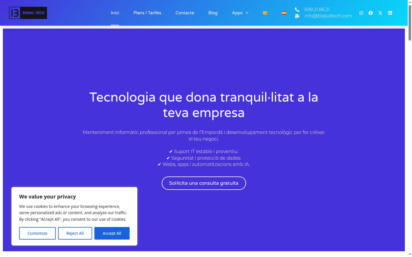 Screenshot του banner συγκατάθεσης που εμφανίστηκε πριν από οποιαδήποτε αλληλεπίδραση