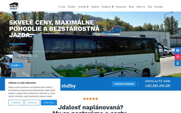Kuvakaappaus sivustosta bisbus.sk