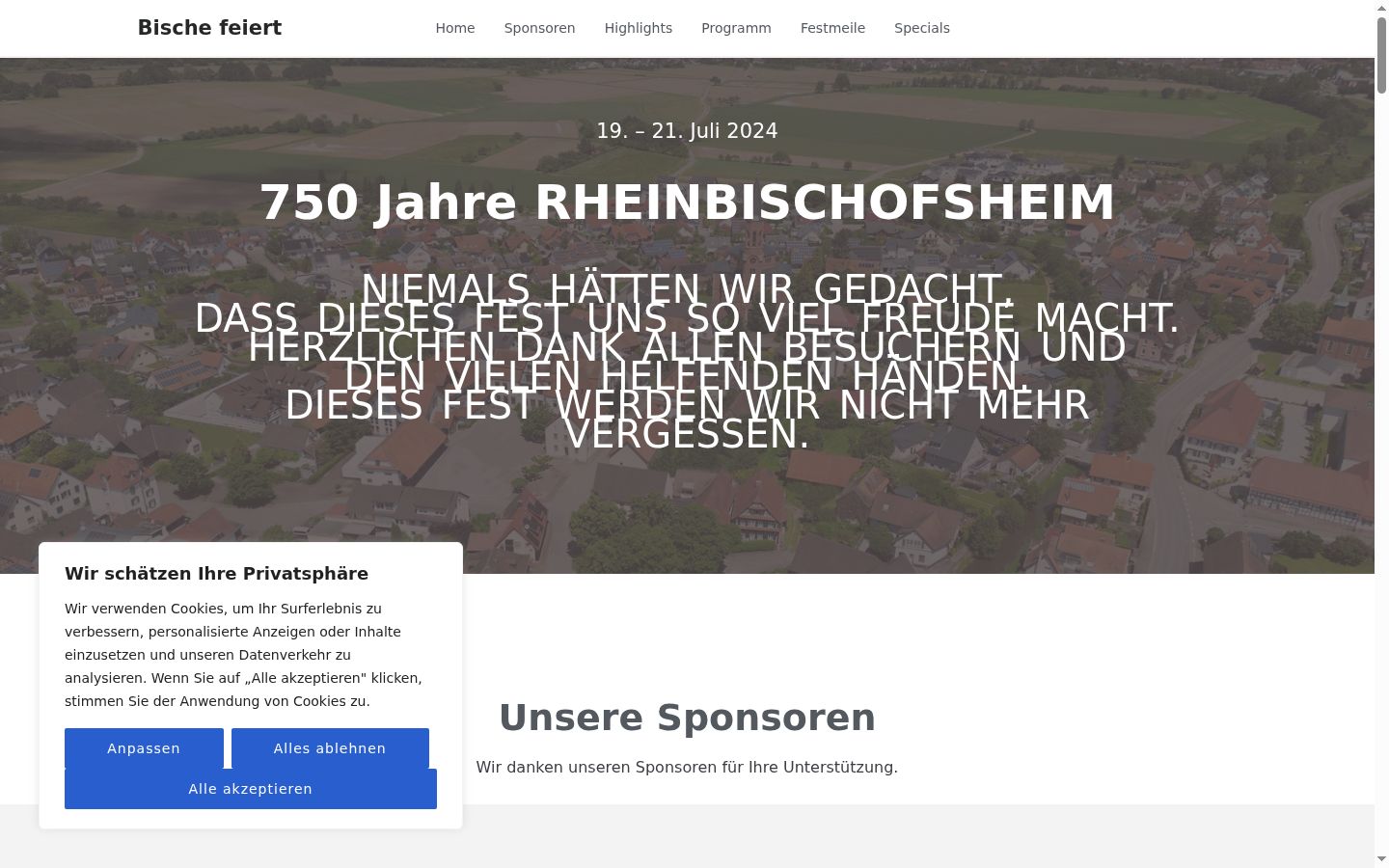 Screenshot of the consent banner shown before any interaction