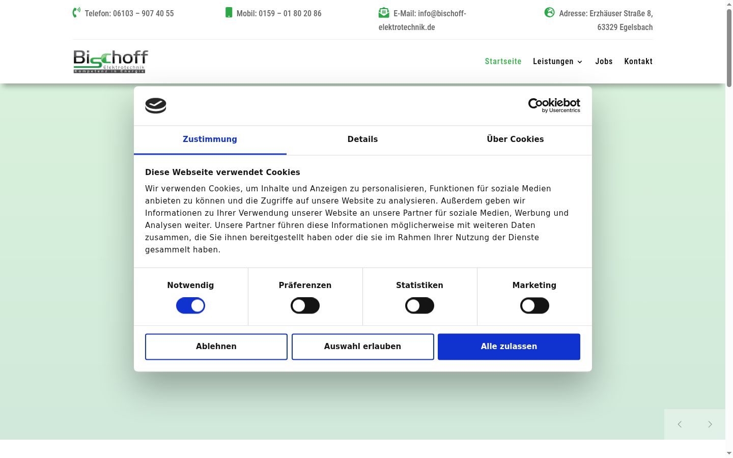 Screenshot del banner di consenso mostrato prima di qualsiasi interazione