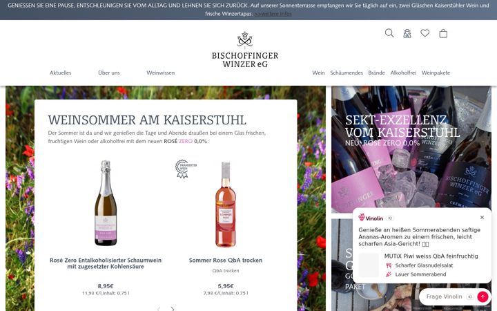 Skjámynd af bischoffinger-winzer.de