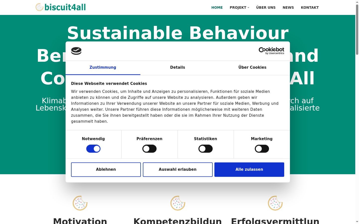Screenshot del banner di consenso mostrato prima di qualsiasi interazione