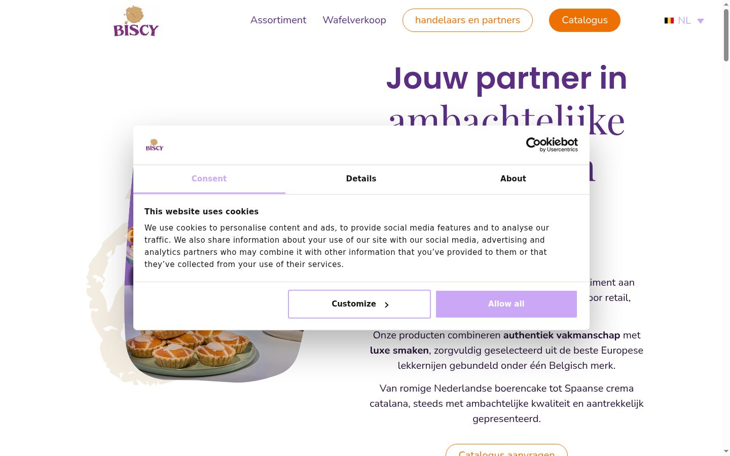 Screenshot del banner di consenso mostrato prima di qualsiasi interazione