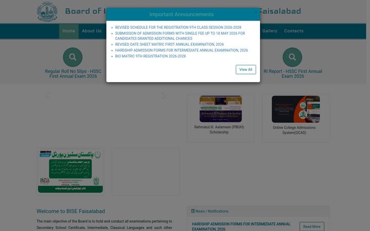 Screenshot of bisefsd.edu.pk