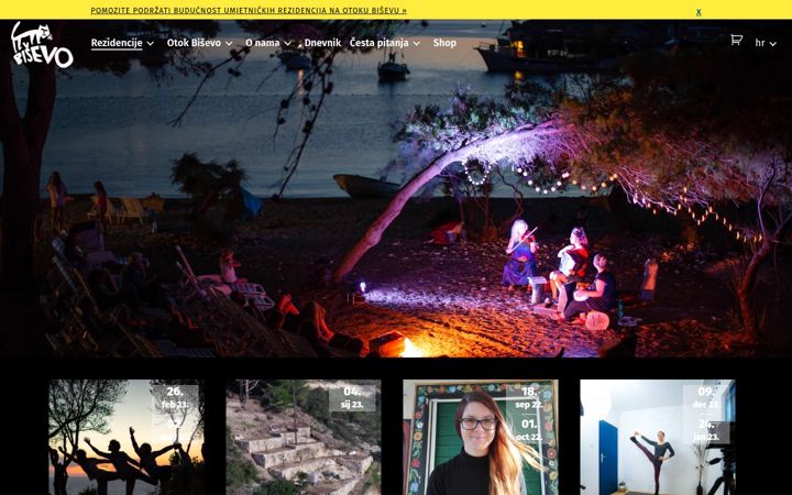 Screenshot of bisevoislandartistresidency.org