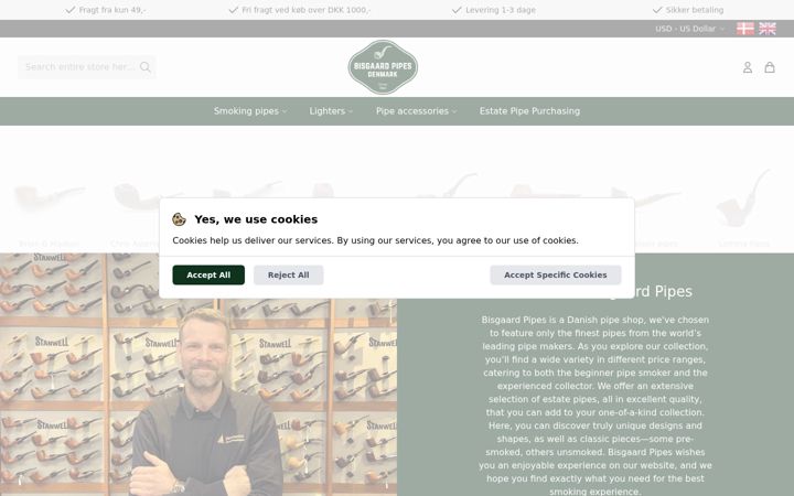 Screenshot of bisgaard-pipes.com