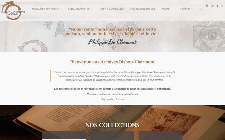 Screenshot stránky bishop-clairmont-archives.com