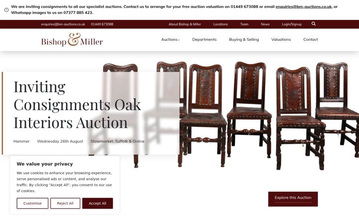 Screenshot stránky bishopandmillerauctions.co.uk