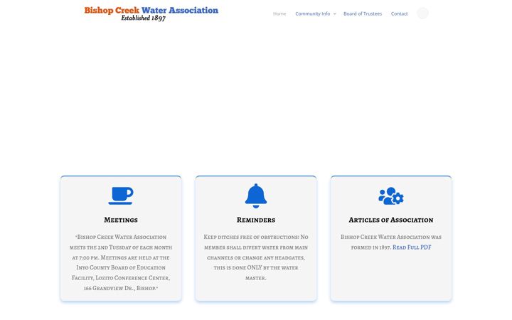 Screenshot of bishopcreekwater.org