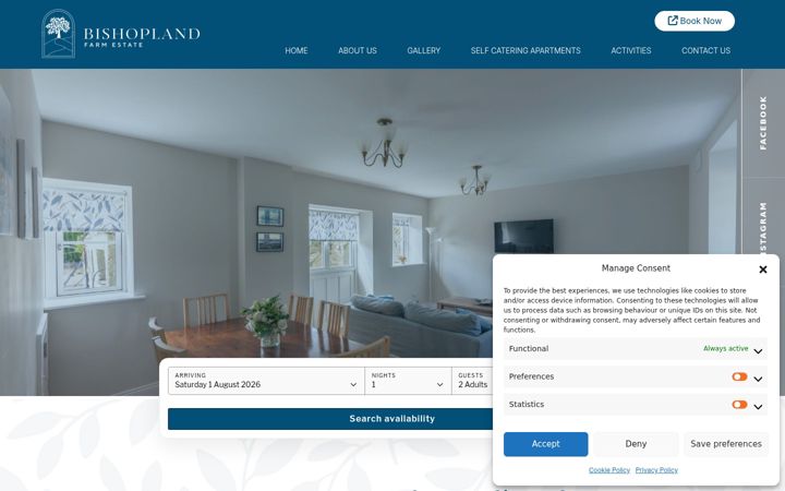 Skärmbild av bishoplandfarmestate.ie