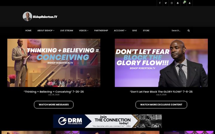 Skärmbild av bishoprobertson.tv