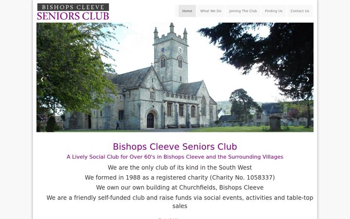 Screenshot of bishopscleeveseniorsclub.co.uk