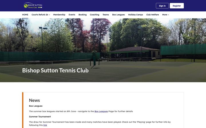 Screenshot of bishopsuttontennis.org.uk