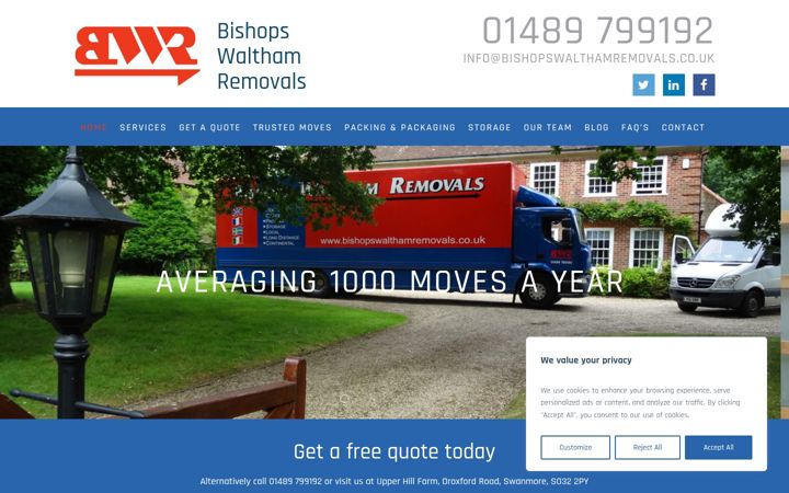 Screenshot of bishopswalthamremovals.co.uk