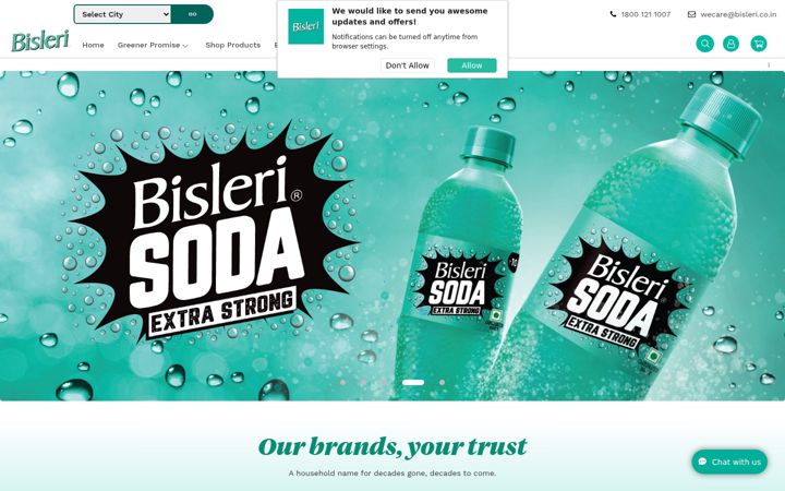 Screenshot of bisleri.com