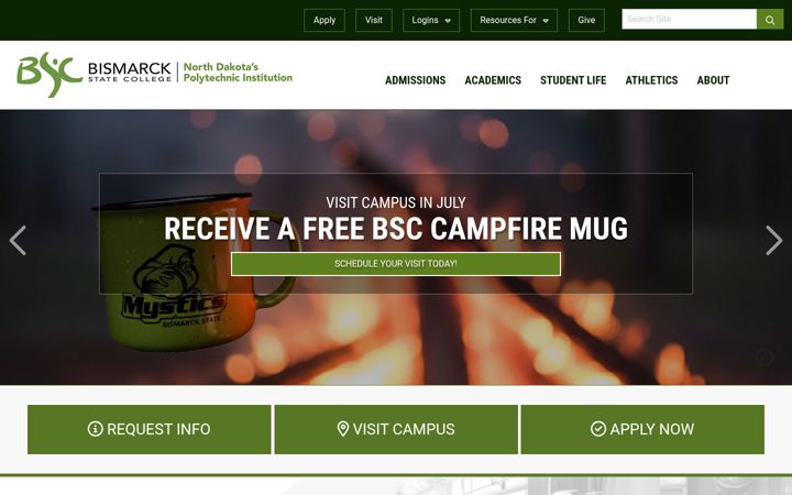 Screenshot of bismarckstate.edu