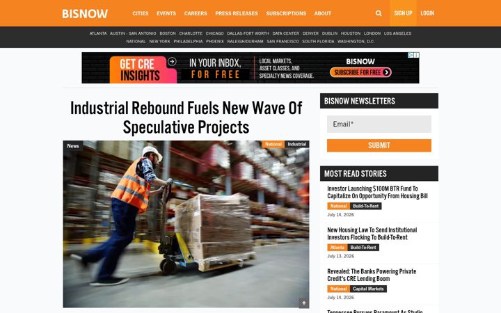 Screenshot of bisnow.com