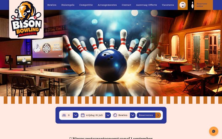 Skærmbillede af bisonbowlingmaarssen.nl