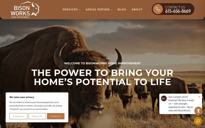 Screenshot of bisonwrks.com