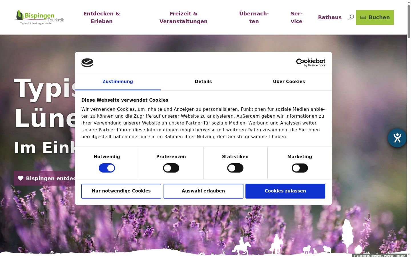 Screenshot van de toestemmingsbanner zoals getoond vóór enige interactie