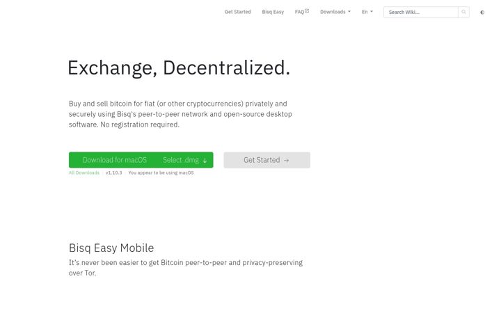 Screenshot of bisq.network