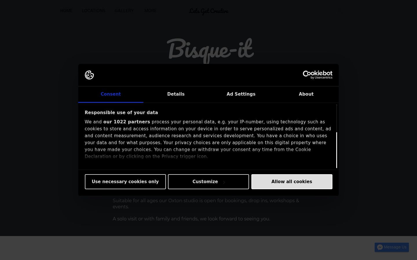 Screenshot του banner συγκατάθεσης που εμφανίστηκε πριν από οποιαδήποτε αλληλεπίδραση
