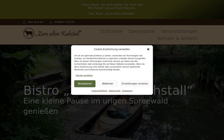 Screenshot stránky bistro-zum-alten-kuhstall.de