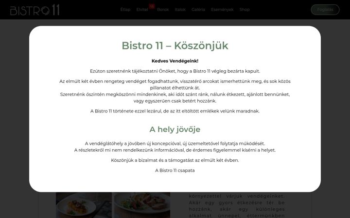 Screenshot of bistro11.hu