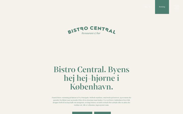 Screenshot of bistrocentral.dk