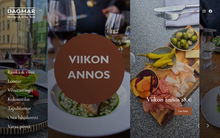 Kuvakaappaus sivustosta bistrodagmar.fi