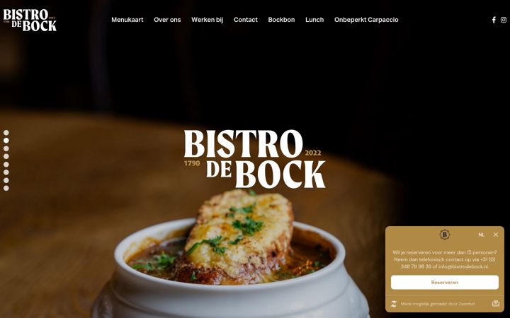 Kuvakaappaus sivustosta bistrodebock.nl