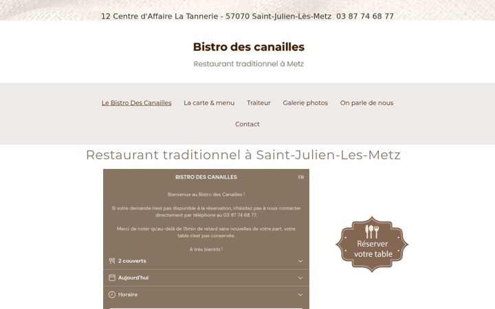 Kuvakaappaus sivustosta bistrodescanailles.fr