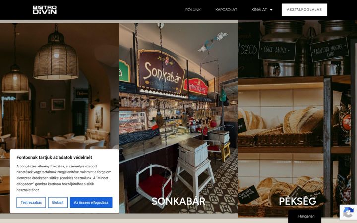 Kuvakaappaus sivustosta bistrodivin.hu