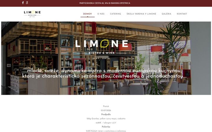 Screenshot του bistrolimone.sk