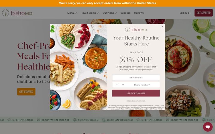 Screenshot of bistromd.com