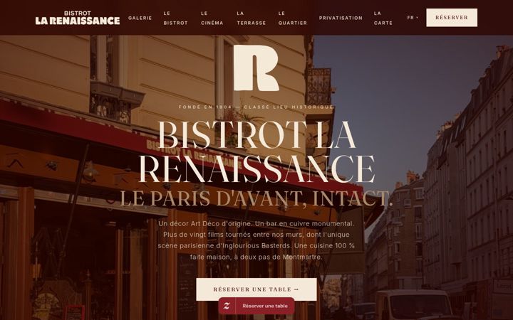 Screenshot stránky bistrotlarenaissance.fr
