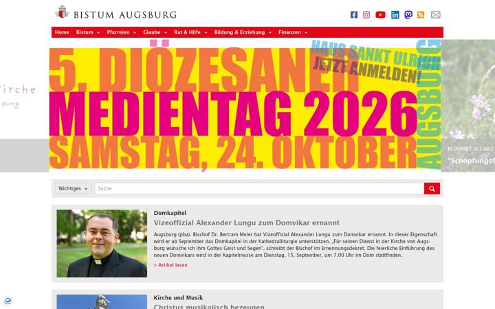 Capture d'écran de bistum-augsburg.de